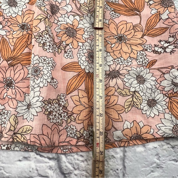 J. Crew Puff Sleeve Linen Top Zinnia Flora Peach White Floral Size Small Smocked - Picture 9 of 10